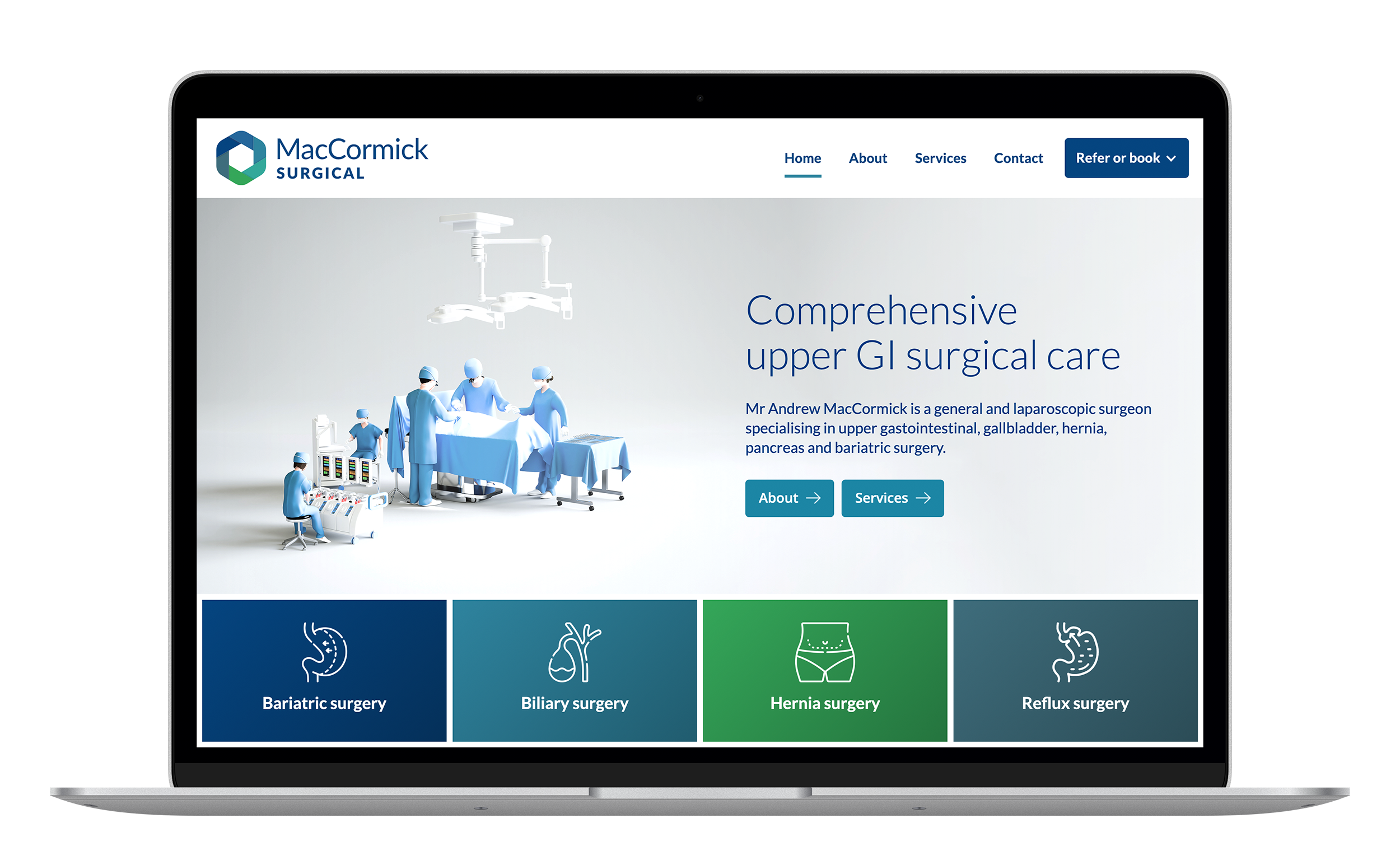 A preview of a custom responsive website for MacCormick Surgical built by Sam Boggiss